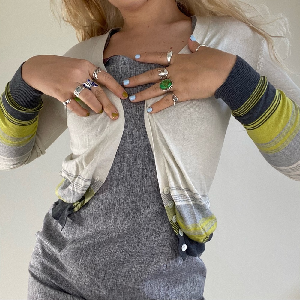 Lime White & Grey Cropped Button Up By Bcbgmax - image 4